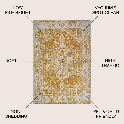 Audrey Ivory and Orange Medallion Bohemian Area Rug