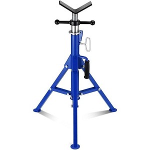 V-Head Pipe Jack Stand, 2500LB Load Capacity with Folding Legs, 28"-52" Adjustable Height ，for Welding, Pipe Threading, Red - 1 of 4