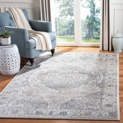 Ivory and Gray Synthetic Medallion Area Rug, 5'1" x 7'6"
