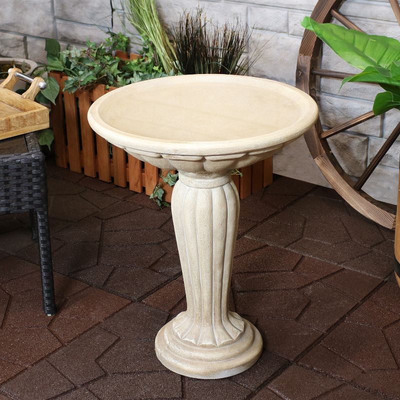 Sunnydaze Outdoor Glass Fiber Reinforced Concrete Patio Garden Grecian Column Style Bird Bath - 20" - White, 3 of 13