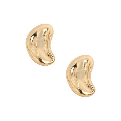 SOHI Women's California Gold The Dented Bean Stud Earrings