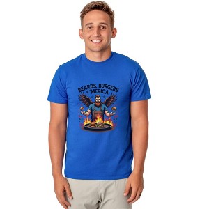 Fourth Of July Men's Beards, Burgers & 'Merica Dad BBQ Funny T-Shirt - 1 of 4