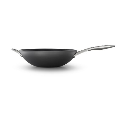 Calphalon Premier 13 Inch Hard Anodized MineralShield Nonstick Flat Wok Pan  