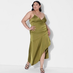 Women's Satin Asymmetrical Maxi A-Line Dress - Wild Fable™ - 1 of 3
