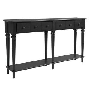 Gulches Retro Entryway Console Table - 4 Drawers, Open Shelf, Black, for Entryways, Living Rooms, Hallways - 1 of 4