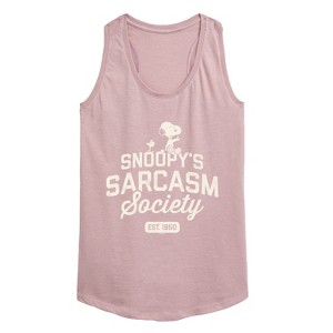 Women's - Peanuts - Snoopy Sarcasm Society Graphic Racerback Tank - 1 of 4
