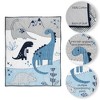 Lambs & Ivy Baby Dino Blue/White Dinosaur Nursery 6-Piece Crib Bedding Set - 3 of 4