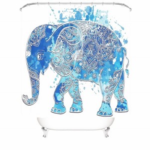 Blue Retro Elephant Shower Curtains for Bathroom Waterproof Fabric Bath Curtain Durable Soft Stylish Bathroom Decor 72x72 Inch - 1 of 1