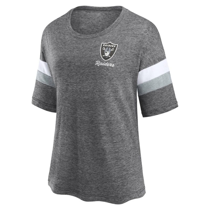 NFL Las Vegas Raiders Women&#39;s Weak Side Blitz Marled Left Chest Short Sleeve T-Shirt, 2 of 4