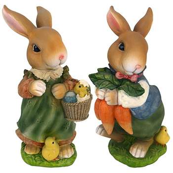 Design Toscano Bunny Hop Lane Mother and Father Rabbit Statues: Set of Two
