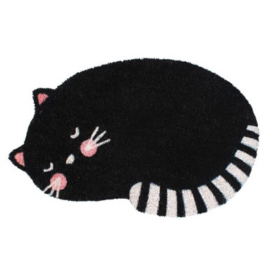 1'6" x 2'4" Tufted Cat Doormat Black - Raj