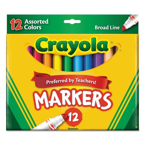 Crayola Non-washable Markers Broad Point Assorted Colors 12/set 587712