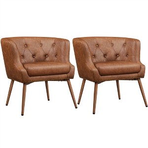 Yaheetech Set of 2 Barrel Shaped Accent Chair with Metal Legs - 1 of 4