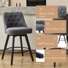 Modern Gray Bar Stool Set of 2, 360° Swivel Bar Stool, Linen Upholstered Counter Height Stool with Button Tufted Back, Footrest, Wooden Bar Chair Set - 3 of 4