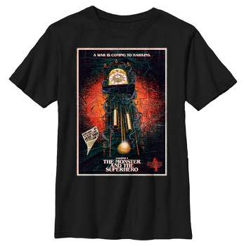 Boy's Stranger Things Retro The Monster and The Superhero Poster T-Shirt