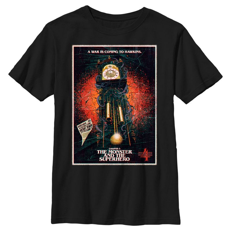 Boy's Stranger Things Retro The Monster and The Superhero Poster T-Shirt, 1 of 6