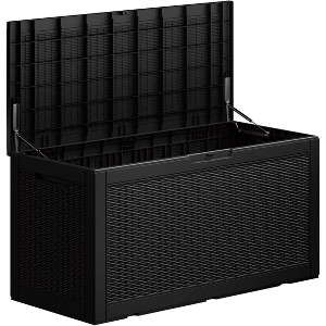 MaseiKar 100 Gallon Waterproof Deck Box, Lockable Resin Storage Box for Patio Furniture Cushions Garden Tools and Outdoor Delivery Storage - 1 of 4