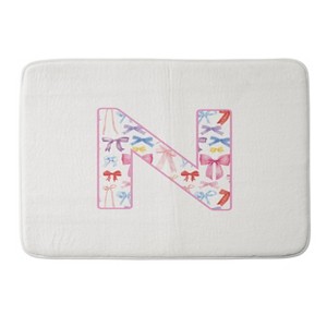 Deny Designs April Lane Art Fancy Bow Monogram Memory Foam Bath Mat - 1 of 4