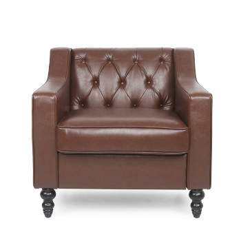 Furman Contemporary Tufted Club Chair Cognac - Christopher Knight Home
