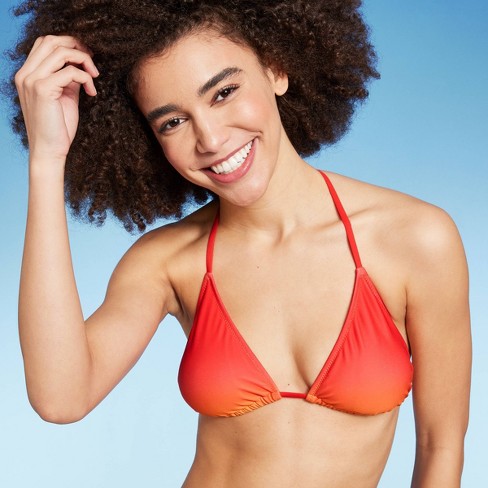 Women's Triangle Bikini Top - Wild Fable™ Orange Ombre Print Xxs : Target