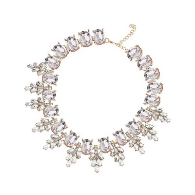 SOHI Women's Crystal Silver Party Statement Necklace