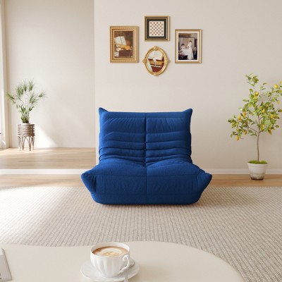 WJShome Lazy Floor Sofa Couch, Teddy Velvet Mohair Fireside Corner Bean Bag Chairs for Adults,BLUE
