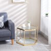 NicBex Modern 16.5" High Hexagon Coffee Table with Tempered Glass Top and Steel Frame for Living Room and Bedroom - 3 of 4