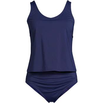 Lands' End Women's Plus Size Dd-cup Chlorine Resistant Scoop Neck Soft Cup  Tugless One Piece Swimsuit Print - 16w - Multi Swirl/deep Sea Navy Mix :  Target