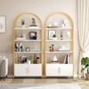 Arched Bookcase with Storage Doors, 71.5" Industrial Style, Sturdy Metal Frame & Quality Boards, Freestanding - 4 of 4