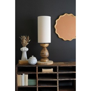 Mango Wood Table Lamp – 35" Tall with Fabric Cylinder Shade by Kalalou - 1 of 3