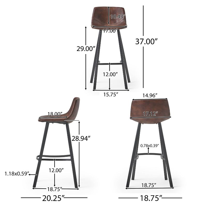 Set of 2 30&#34; Dax Faux Leather Barstool Brown - Christopher Knight Home, 6 of 10