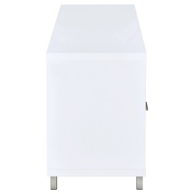 White Modern TV Stand with 2 Drawers and Shelves