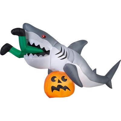 Gemmy Animated Airblown Turning Head Shark Snack Scene, 4 ft Tall, Multicolored