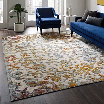 Modway Reflect Primrose Ornate Floral Lattice 8x10 Indoor/Outdoor Area Rug