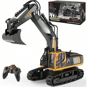 16 Inch Remote Control Excavator Toy, 9 Channel RC Construction Vehicle with Hydraulic Digger. - 1 of 4