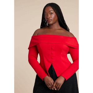 ELOQUII Fold Over Top With Front Button Detail - 1 of 4