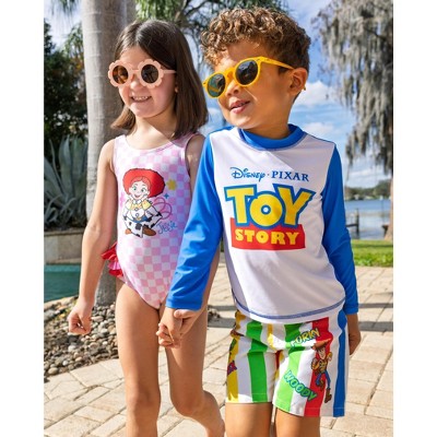 Disney Cars Little Boys' Racing 2-Piece Swim Shirt and Board Shorts Set with Drawstring McQueen Mater Red 7-8 — фото 3
