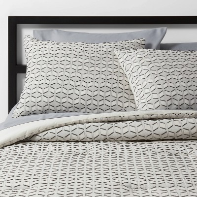 Cream Clipped Geometric Comforter Set 