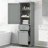 Tall Bathroom Storage Cabinet, Bathroom Cabinets  With 2 Drawers And Adjustable Shelf, Bathroom Cabinets With Anti-Toppling Device-Cuddlewood - 3 of 4