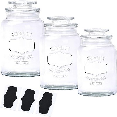Clear Lead-Free Glass Cylindrical Canisters Set with Screw Top Lids