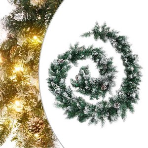 VidaXL Christmas Garland with LED Lights Green 9 ft PVC - 1 of 4
