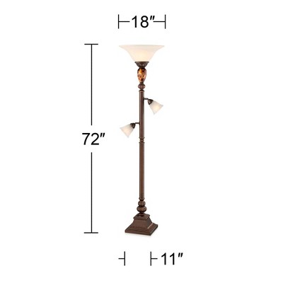 Bronze Tortoise Shell Adjustable Torchiere Floor Lamp