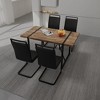 NicBex Dining Table Set for 4 Rustic Counter Height Table with Wooden Tabletop, Geometric Legs and 4 PU Chairs for Kitchen - 3 of 4