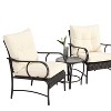 ELJGET 3-Piece Patio Furniture Set PE Wicker Conversation Bistro Set with Tempered Glass Table - 3 of 4