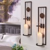 Danya B 20 in. Decorative Metal Medallion Pillar Wall Mount Candle Sconces Set of 2 - 2 of 4
