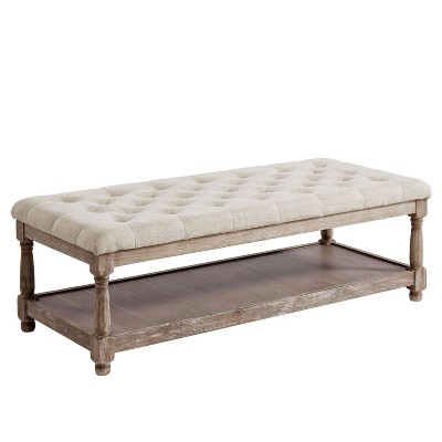 Arianna Tufted Bench Beige/Brown - HOMES: Inside + Out