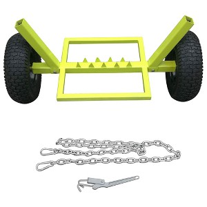 Timber Tuff TMW-83 Heavy Duty Steel 2 Wheel Log Dolly with Chain and Binder for Towing Logs up to 18 Inches in Diameter, 1,100 Pound Capacity, Green - 1 of 4