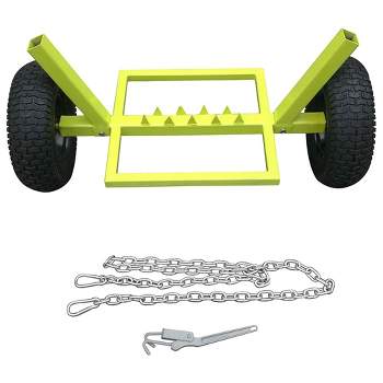 Timber Tuff TMW-83 Heavy Duty Steel 2 Wheel Log Dolly with Chain and Binder for Towing Logs up to 18 Inches in Diameter, 1,100 Pound Capacity, Green
