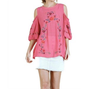 Women's Floral Embroidered Peasant Top - umgee - 1 of 4