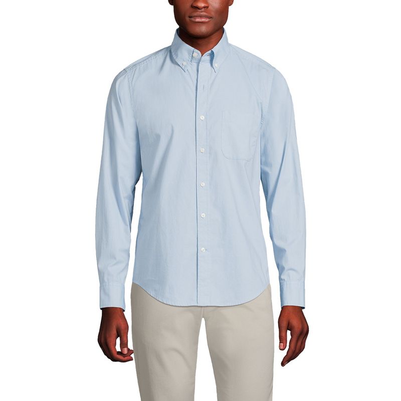 Lands' End Men's Tailored Fit Essential Lightweight Long Sleeve Poplin Shirt, 1 of 4